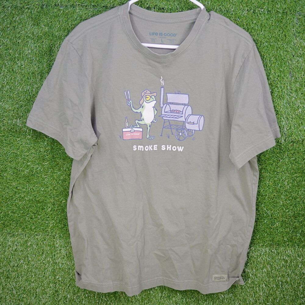 Life is Good Olive Green Short-sleeve Tee - Smoke Show - Men's Size L